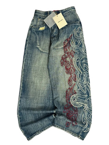 <span class=keywords><strong>Jeans</strong></span> <span class=keywords><strong>Baggy</strong></span> Y2K Americani con Ricami, Moda Vintage Hip Hop, Pantaloni Larghi Casual Unisex - Product Image 1