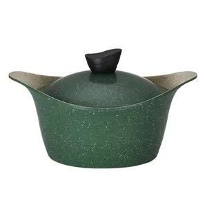 Aluminum Granite Pot with Lid 24cm Green is a non frying pan and skillet with a stainless steel cover for gas cookers