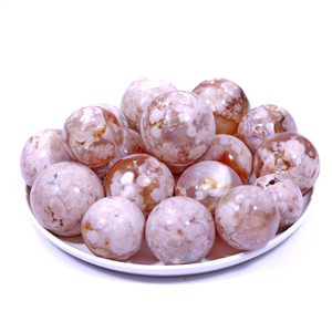Healing Quartz Crystal Ball Pink <strong>Chakra</strong> Agate <strong>Stone</strong> Crafts Natural Gravel Cherry Blossom Design <strong>Engraved</strong> Sphere Love Craftwork - Product Image 3