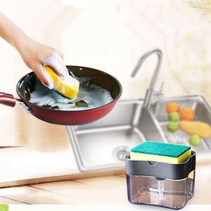ที่กดสบู่เหลวแบบแมนนวล 2 in 1 พร้อมที่วางฟองน้ำสำหรับห้องน้ำและห้องครัว - Product Image 3