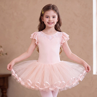 Maillot de Ballet para Niñas con Encaje, Parches, Mangas con Volantes y Ribete de Satén, Disfraz para Actuaciones Escénicas y Danza Diaria