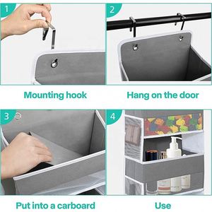 Over Door Organizer with 4 <b>Large</b> Pockets and 6 Side Pockets, Hanging Organizer with Mesh Window for Bedroom, Nursery,etc. - Product Image 4