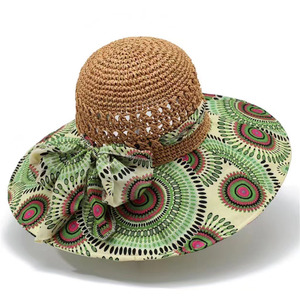 Chapeau de soleil pour <span class=keywords><strong>femme</strong></span>, chapeau de plage d'été, chapeau décontracté à motif floral ajouré, grand bord pliable en paille - Product Image 5