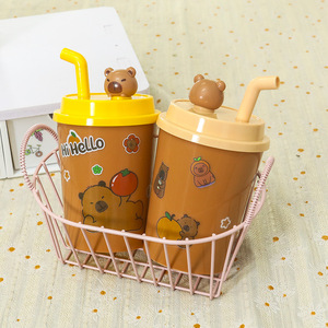 HiHello Cartoon Milk Tea Cup Fan With Adjustable Straw Handheld Rechargeable <b>Battery</b> <b>Operated</b> Portable Desk Fan - Product Image 5