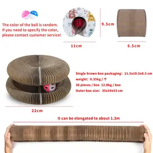 Venta al por mayor de fábrica, accesorios para gatos, juguete interactivo plegable para gatos, garra de molienda, tablero de rascado de órgano mágico corrugado con campana - Product Image 4