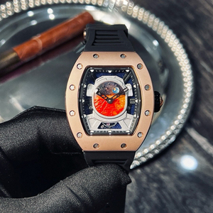 Reloj Tourbillon Astronaut Mars 52-05 con Caja de Oro Rosa, Esfera Artística con Diseño de la Tierra y Correa de Caucho Negra - Product Image 1