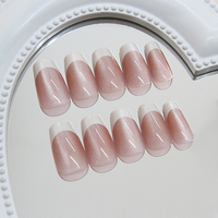 Faux ongles autocollants personnalisés en ABS, style œil de chat français, couvrance totale, 24 pièces, vente en gros, haute qualité