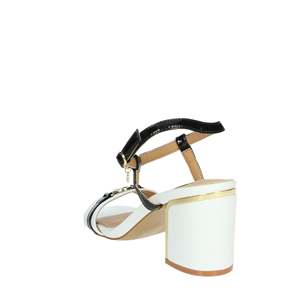 Sandales à talons Mariella Burani pour femme, blanc et noir, 51214, bout carré, talon bloc - Product Image 2