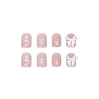 Faux ongles à presser en ABS faits main, courts et tendance, couvrance totale, avec motifs pré-dessinés pour les doigts - Vente en gros