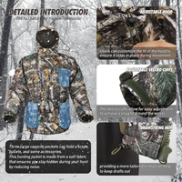 Chaqueta de caza con forro polar táctico impermeable con capucha abrigo al aire libre silencioso ciervo caza Parka Upland Camo chaquetas de caza