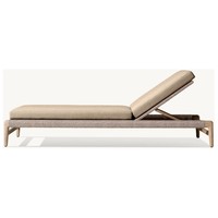 Chaise longue de luxe pour piscine, en rotin tressé résistant aux intempéries, avec structure en teck massif, pour l'extérieur