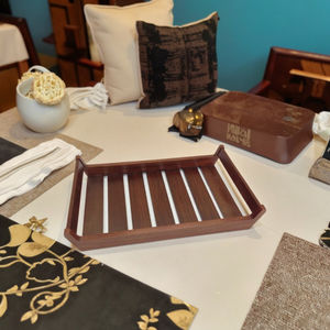 Bandeja de té de madera sostenible hecha a mano de diseño clásico, elegante, apto para lavavajillas y microondas para uso en el hogar y la Cafetería - Product Image 3