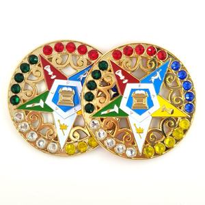 Novo Emblema Automotivo O.E.S. (Ordem da Estrela do Oriente) Dourado de 3 polegadas com Pedra Preciosa - Product Image 4