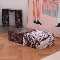 Table basse en marbre Calacatta Viola, style moderne et luxueux, en forme de cube bas, pour salon, villa, hôtel, maison, petit appartement