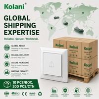 Bouton de sonnette européen Kolani, norme européenne, blanc brillant, 16AX 250V, bouton de sonnette de porte en PC ignifuge