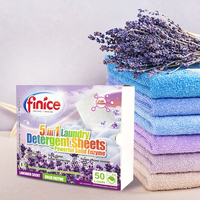 50 feuilles de lessive solide jetable, parfum lavande, à enzymes actives, faible mousse, légères et super efficaces