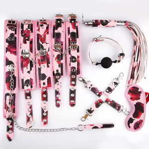 Factory Direct 8-Piece Leopard SM <b>Bondage</b> <b>Suit</b> with PU Leather Handcuffs Adult Sex Toys for Women's Pleasure - Product Image 3