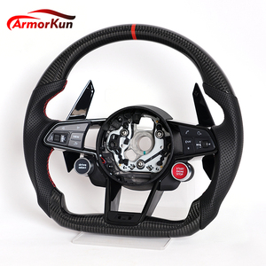Volant personnalisé en fibre de carbone avec marqueur de course rouge pour <span class=keywords><strong>Audi</strong></span> C7 C8 B8 B9 R8 TT A1-A7 Q3-Q7 Série RS, pièces de tuning intérieur - Product Image 1