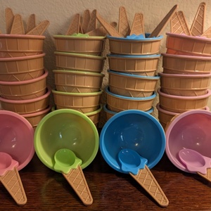 Bol à glace en plastique réutilisable avec logo personnalisé, couleur bonbon, motif dessin animé, avec cuillère, pour sundae, yaourt glacé, fêtes estivales, cadeaux - Product Image 6