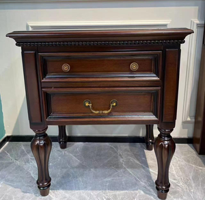 New Arrival Two Drawer Beaded Trim Cabriole Leg Solid Wood Nightstand with Dual Style Brass Pull Knobs - Product Image 5