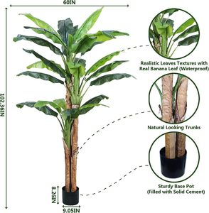 ต้นไม้เทียม260ซม. ต้นกล้วย8.5FT สำหรับกลางแจ้งต้นไม้3ต้น26ใบสีเขียวที่ถอดออกได้สำหรับตกแต่งบ้านและสวน - Product Image 3