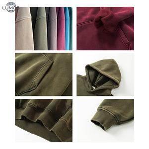 Sudadera con capucha para hombre al por mayor, de 365 g, estilo vintage lavado y desgastado, con forro polar, en stock, para otoño e invierno - Product Image 5