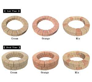 Bloques decorativos de hormigón modernos de colores beige y naranja, ladrillos rojos para exteriores para pared de jardín - Product Image 3