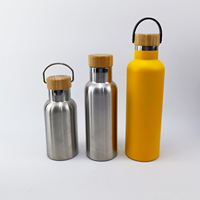 Bouteille isotherme en acier inoxydable à double paroi sous vide avec couvercle en bambou pour le camping – Vente chaude