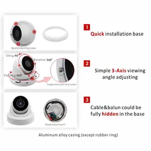 UltraHD Monitor Video kamera kubah IP eksternal, 4K 8MP @ 20fps dengan penglihatan malam H.265 dengan Audio POE kamera Ethernet