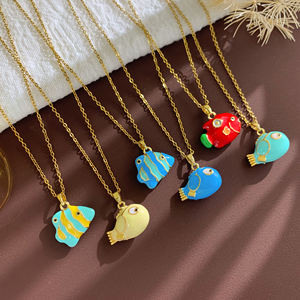 Jeutelis, collar con colgante de cobre a la moda para mujer, gran oferta con dibujos animados del océano, Delfín, ballena, payaso, pez, criatura marina, motivo - Product Image 3