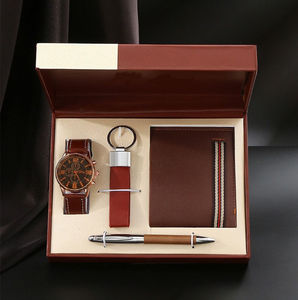 स्टेपोरोमो उपहार उत्कृष्ट पैकेजिंग पुरुषों के लक्जरी उपहार सूट स्टेनलेस स्टील घड़ी वॉलेट आकस्मिक संयोजन सूट आयताकार डायल - Product Image 4
