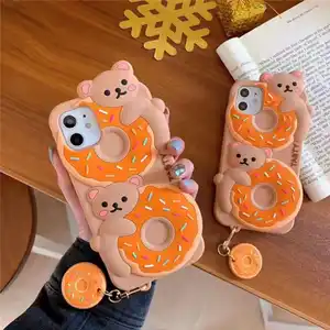 For IPhone 13/12 Donut Bear Silicone Case Apple 8P/XR Silicone Case Full Package 11pro