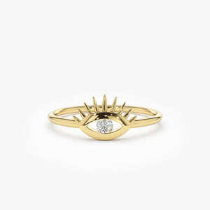 Anillo de Oro Rosa Sólido de 14k con Diamante de Corte Brillante de 0.08 CT para Mujer, Diseño de Ojo Turco, Bañado en Rodio, Certificado, Étnico, Bajo MOQ, Diamante VS - Product Image 5