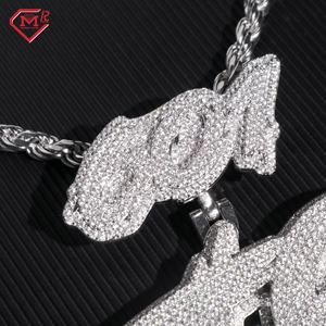 Lulus tes berlian liontin Moissanite pria 925 perak VVS Iced Out liontin Moissanite kustom - Product Image 3