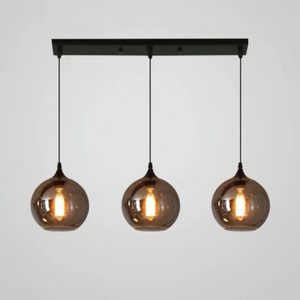 Luce all'ingrosso del pendente della sfera di vetro del ristorante della cucina singola lampada a sospensione nera lampadario in vetro del ristorante cromato - Product Image 4