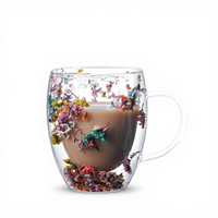 Ensemble de tasses à double paroi personnalisées avec paille, motif fleurs séchées, résistantes aux chocs, technologie de révélation thermique, compatibles micro-ondes, 300 ml