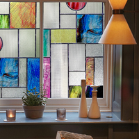 Transparente Aquarell-Dekorfolie zur Wärmeisolierung für Fenster in Wohnungen, PVC mit Modernem Design, Mattierte Rolle für Glasanwendungen
