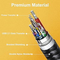 3.2Gen 2 Tipo C USB C Cable DE DATOS 20Gbps Sync y 5A PD Carga rápida Cable de 90 grados 2M con E-Marker