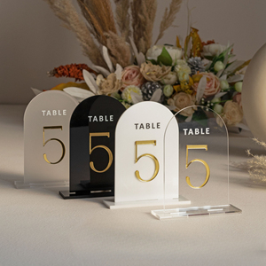 Lot de panneaux de table personnalisés pour mariage en acrylique, marqueurs de place en forme <span class=keywords><strong>d</strong></span>'arche et supports de numéros de table – Vente en gros fabricant - Product Image 1