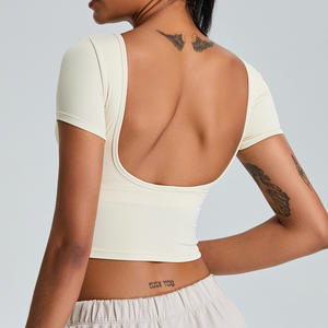 Chemises à manches courtes douces et confortables pour femmes, vêtements de sport, danse, Pilates, haut court amincissant, t-shirts en gros - Product Image 3