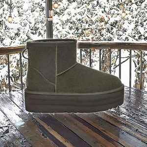 ลดราคา! รองเท้าบูทขนแกะแท้กันน้ำ กันลื่น แฟชั่นฤดูหนาว ดีไซน์เปิดนิ้วเท้า  บุขนนุ่ม  ความยาวปานกลาง สำหรับผู้หญิง - Product Image 3