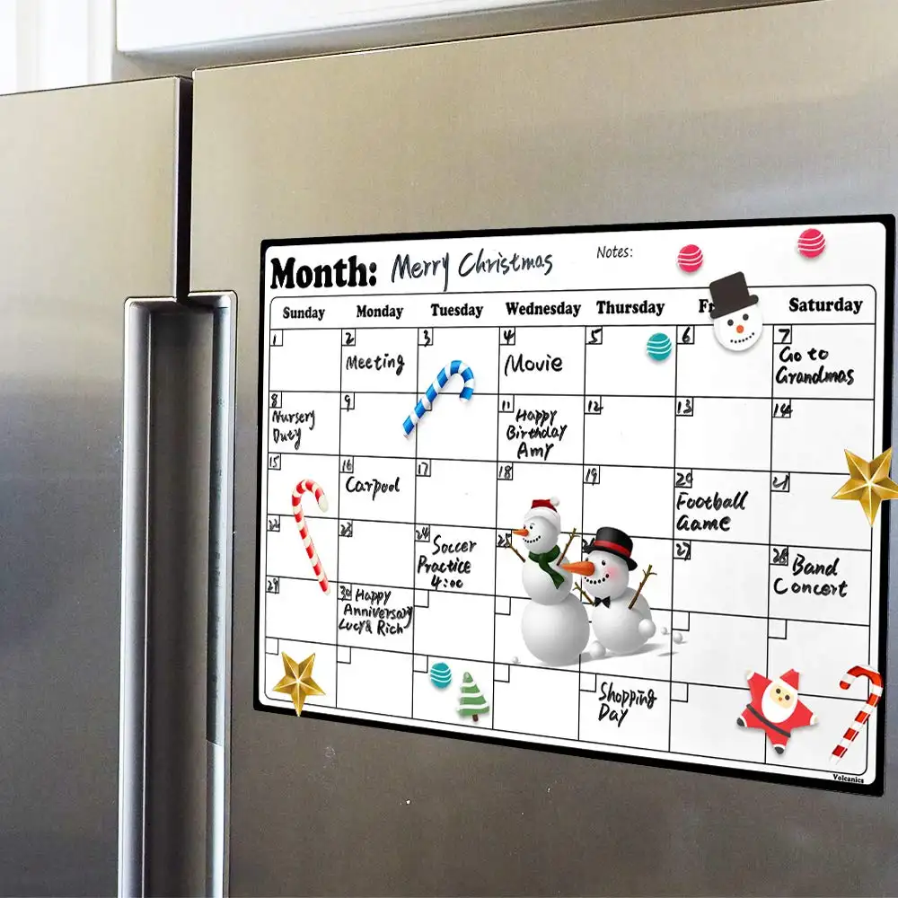 Enkel stuk 12x16 "Magnetische Droge Wissen Kalender Whiteboard voor Keuken