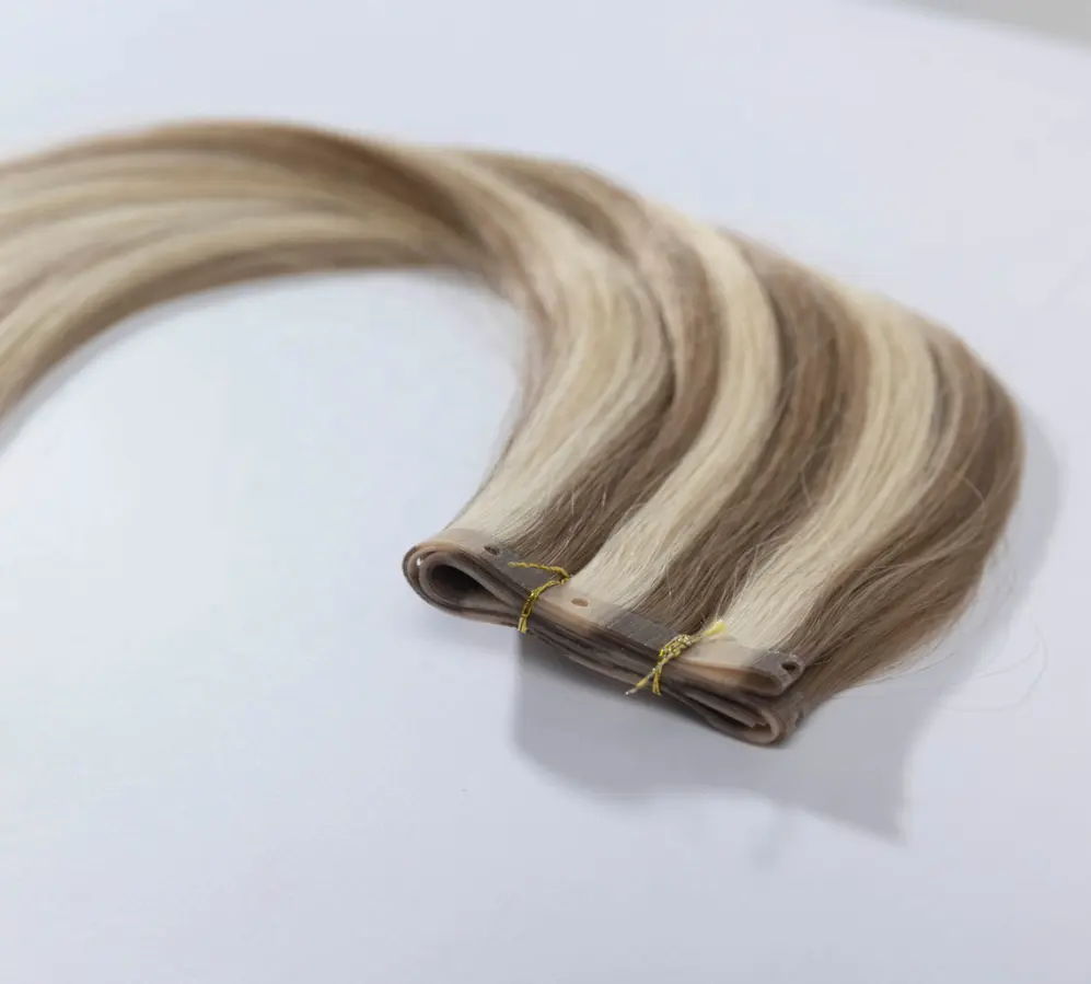Greathairgroup New Style Twin Invisible Tab Tape Ins Cutícula completa Alineada Virgen Cabello Doble cara Agujero Trama Extensiones de cabello