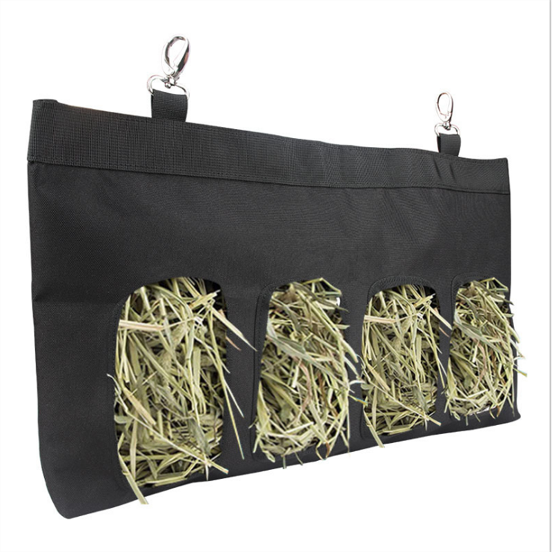 600D Oxford Hanging Four Feed Holes Slow Feeder Hay Bag for Small Animals Chinchilla Hamsters