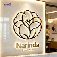 Letreros Luminosos LED 3D de Acero Inoxidable para Montaje en Pared, Letreros con Retroiluminación Halo, Resistentes al Agua IP65, para Decoración Comercial de Hoteles
