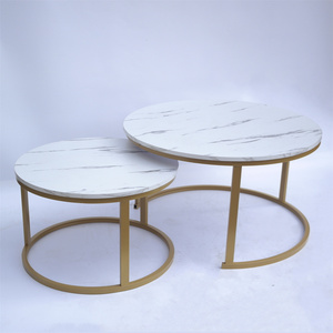 Tavolino da caffè per la casa da salotto rotondo in ferro bianco moderno - Product Image 1