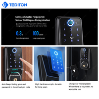 Serrure de porte intelligente Tediton Home Security avec code personnalisé, verrouillage par numéros, clavier tactile, pêne dormant, serrure numérique Ttlock