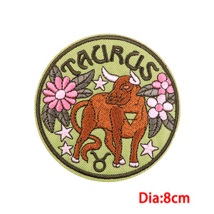 다채로운 12 조디악 로그인 자수 배지 철 꽃 패치 의류를위한 귀여운 배지 패치 - Product Image 6