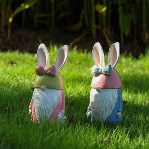 Nuevo Conejo de Pascua Enano de Resina, Artesanía Decorativa para Interiores y Exteriores, Decoración de Jardín, Linda Estatua de Dibujos Animados, Rosa/<span class=keywords><strong>Azul</strong></span> Amor - Product Image 2