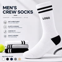 Chaussettes de sport pour hommes à double rayures, en coton mélangé de qualité supérieure, très élastiques, durables, multicolores, vente en gros